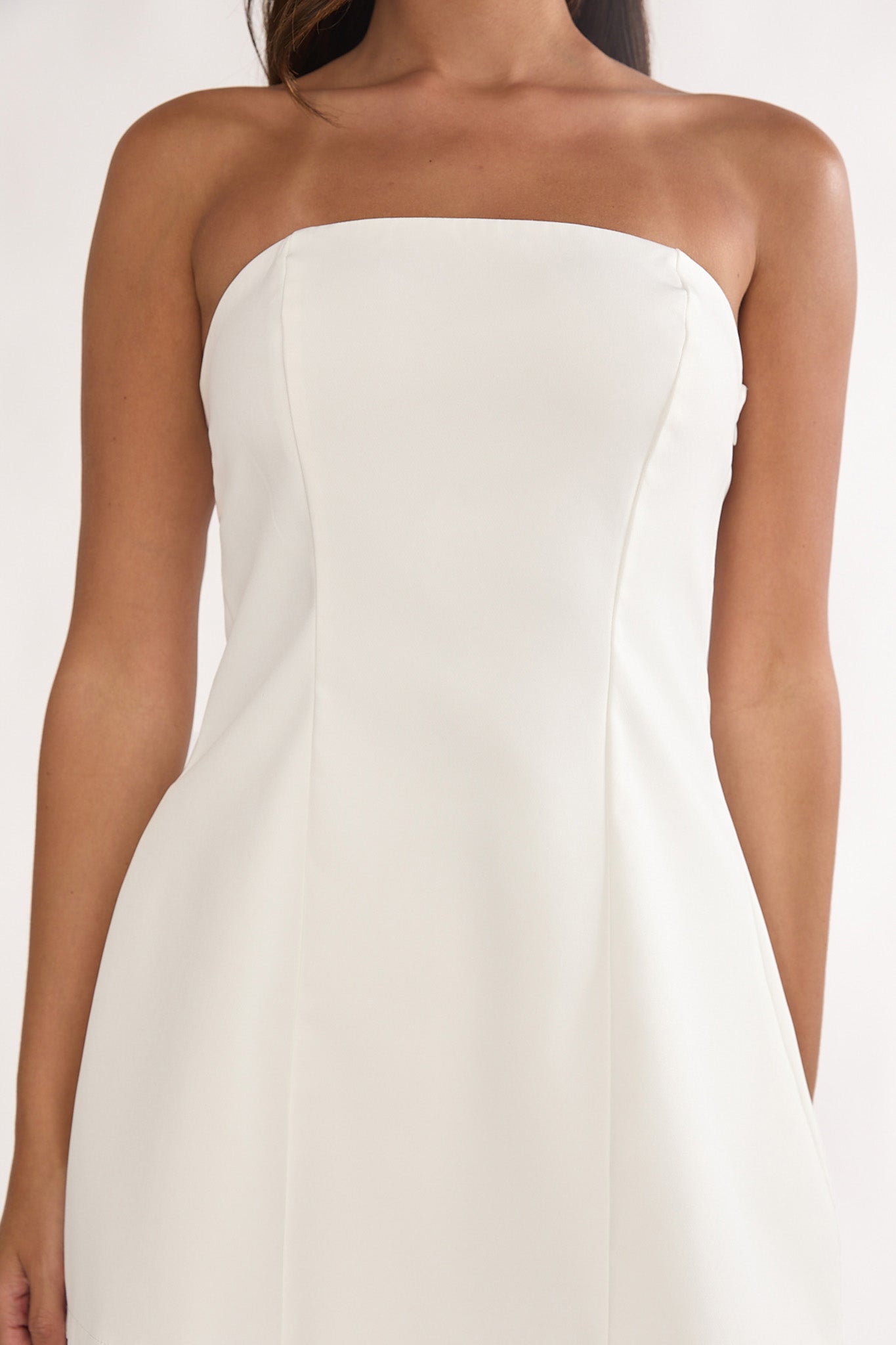 Ensemble Blanc Dentelle Bustier Jupe-Short