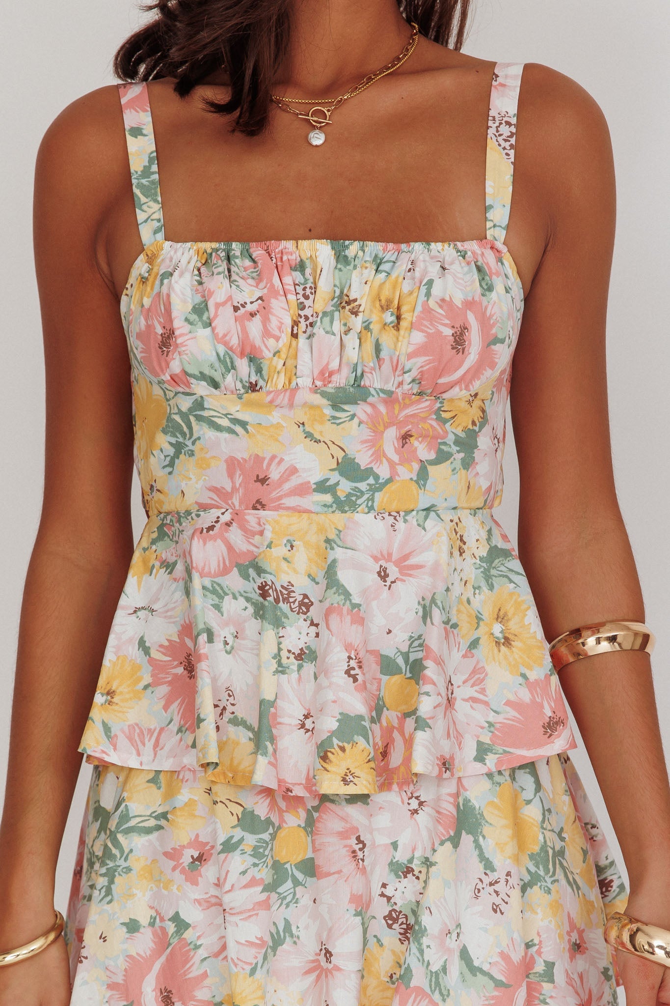 Robe Longue Fleurie Volants Etages