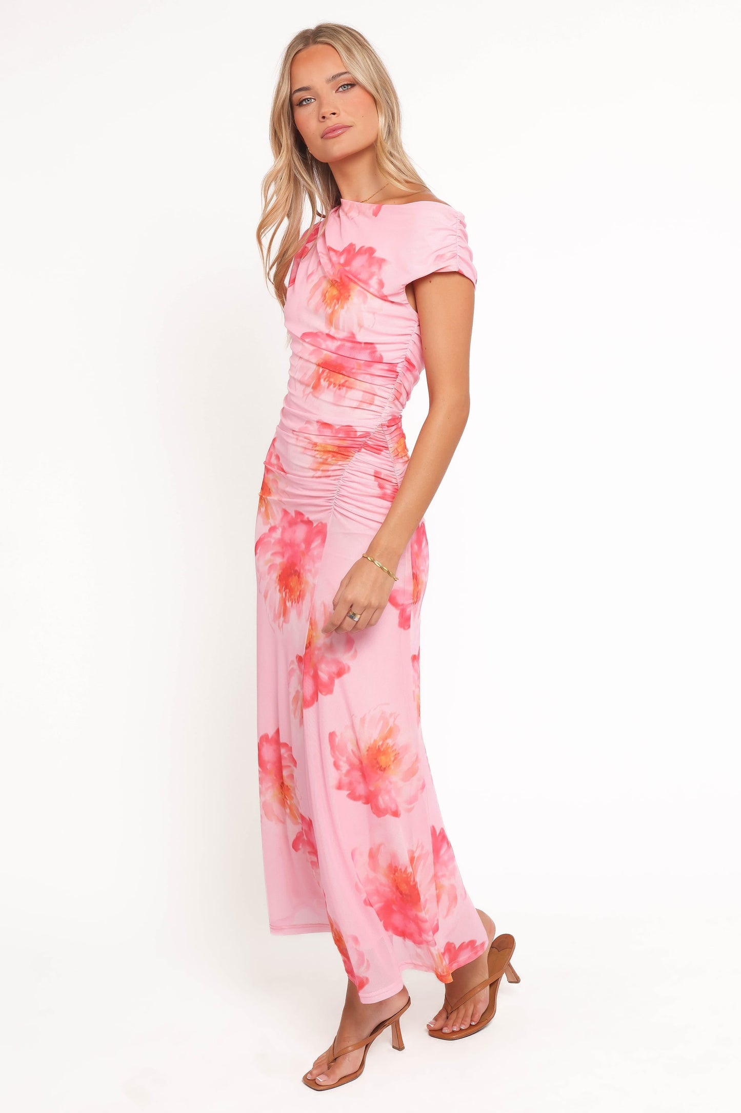 Robe Longue Fleurie Rose Elegante