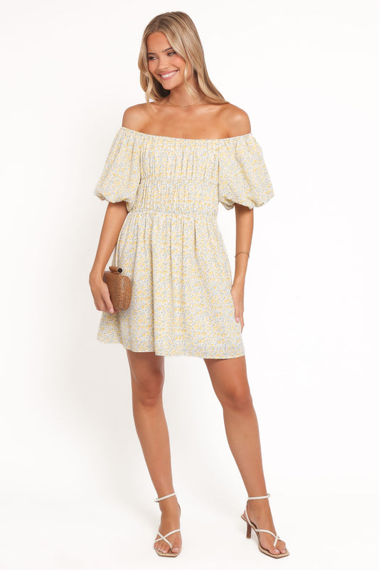Robe Courte Fleurie Epaules Denudees