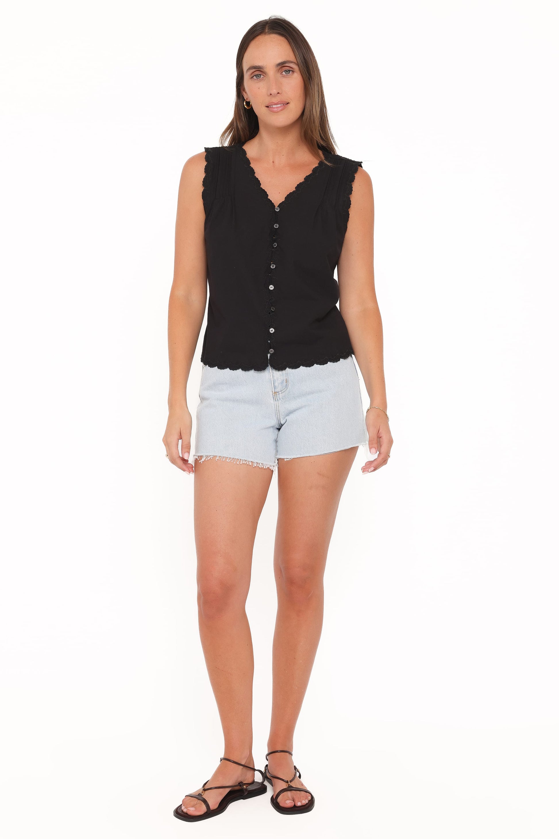 Top Noir Bordure Dentelle Lori